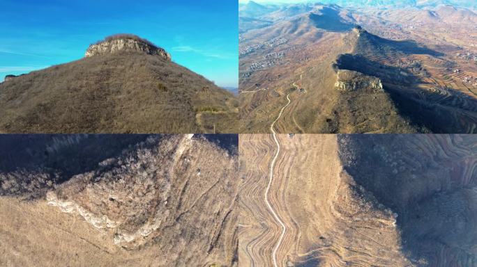 岱崮地貌 方山地貌 航拍山区 岩石地貌