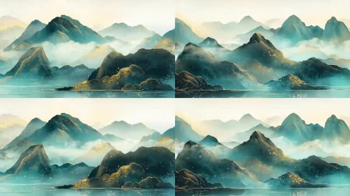 青绿山水舞台背景