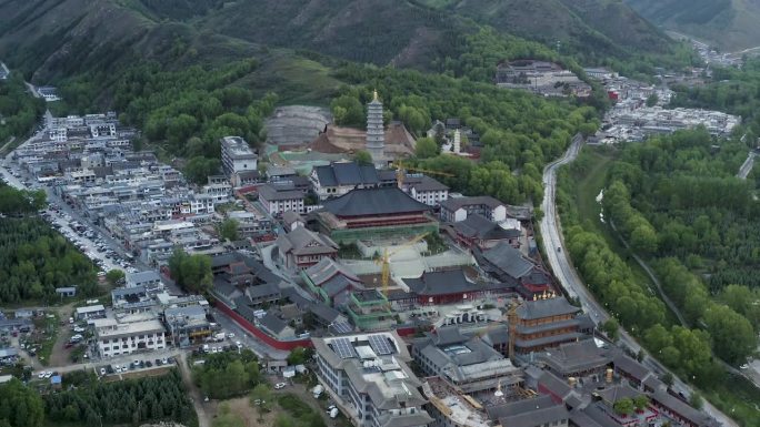 俯瞰五台山的黄昏，山西省，中国