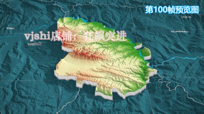 尖扎县地图三维立体地形山脉河流暗色写实