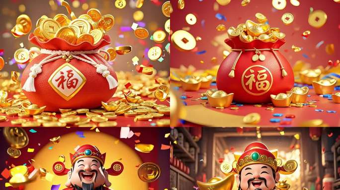 原创初五迎财神福袋微信朋友圈小视频