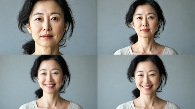 女人从老变年轻过程去皱纹动态变化过程
