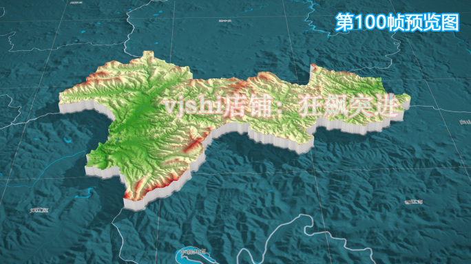 江源区地图三维立体地形山脉河流暗色写实