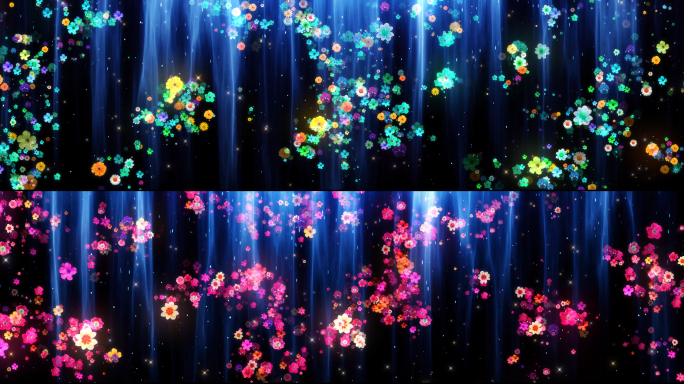 两款沉浸式全息花海瀑布LED大屏纱幕素材
