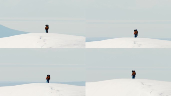 阿拉斯加雪山登山队的航拍