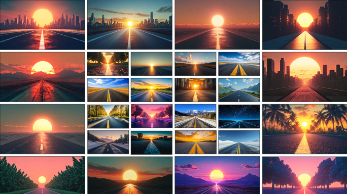 公路日出道路勇往直前道路前进夕阳公路落日