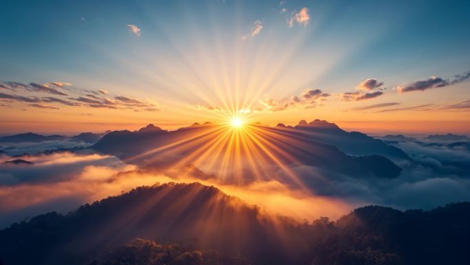 日出云海太阳云层太阳升起红日阳光希望展望