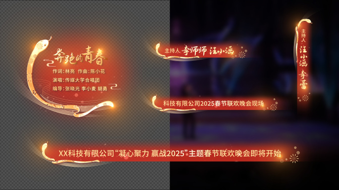 2025蛇年喜庆红色字幕条人名条角标17