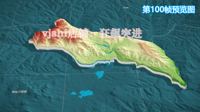 康巴什区地图三维立体地形山脉河流暗色写实