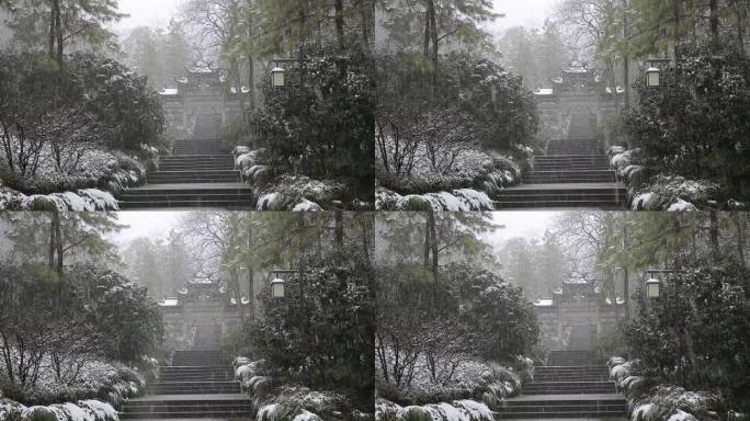 中国浙江杭州万松书院牌坊的雪景