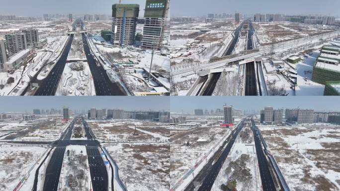 连云港花果山大道航拍雪景