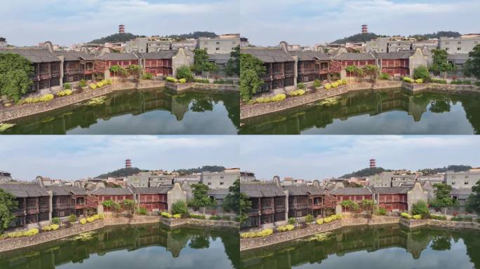 航拍东莞寮步影视城