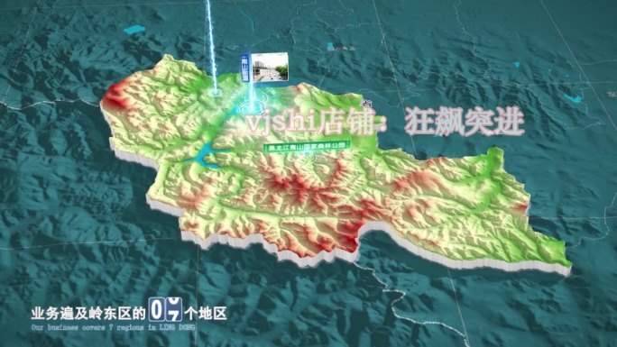 岭东区地图三维立体地形山脉河流暗色写实