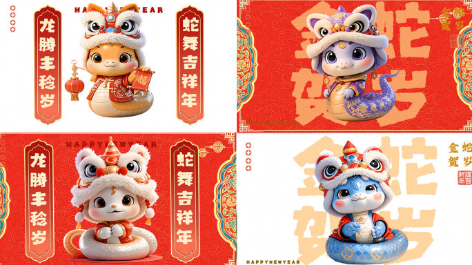40个蛇年动画拜年祝福展示框01