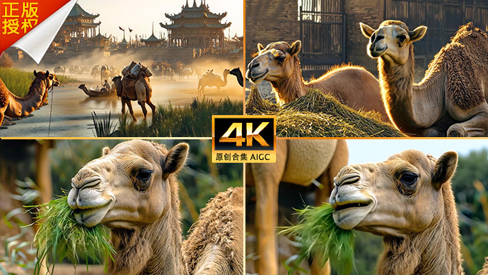 边关沙漠骆驼驿站 黄沙古渡古丝绸之路繁华