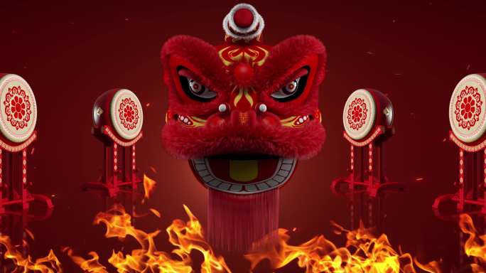 醒狮南狮鼓舞背景-3