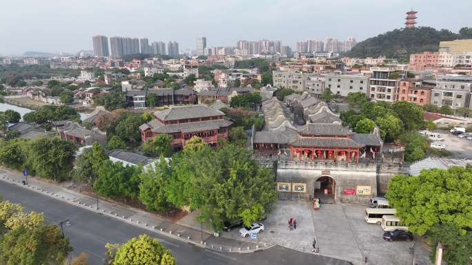 航拍东莞寮步影视基地