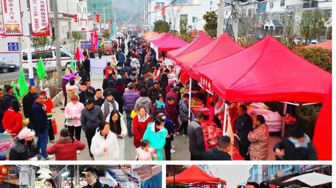 春节年味浓办年货贴春联放烟花通用素材