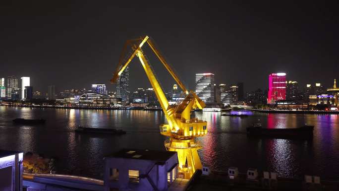 4K 杨浦滨江夜景 东方渔人码头航拍