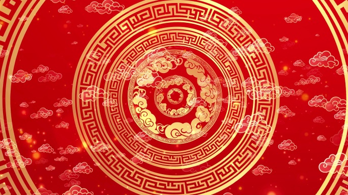 6k红色中国风祥云花纹舞台背景2