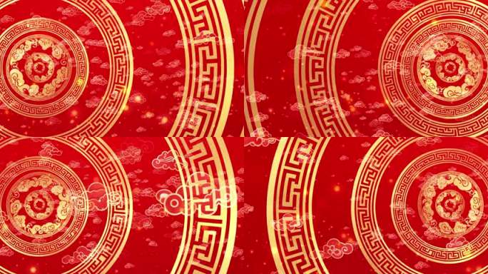 6k红色中国风祥云花纹舞台背景2