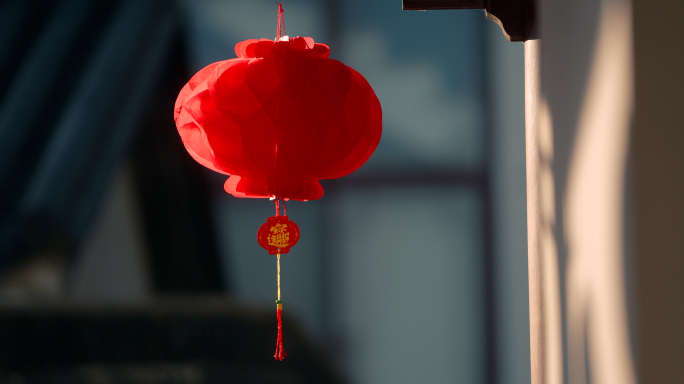 春节过年氛围红灯笼过年气氛装饰空镜头