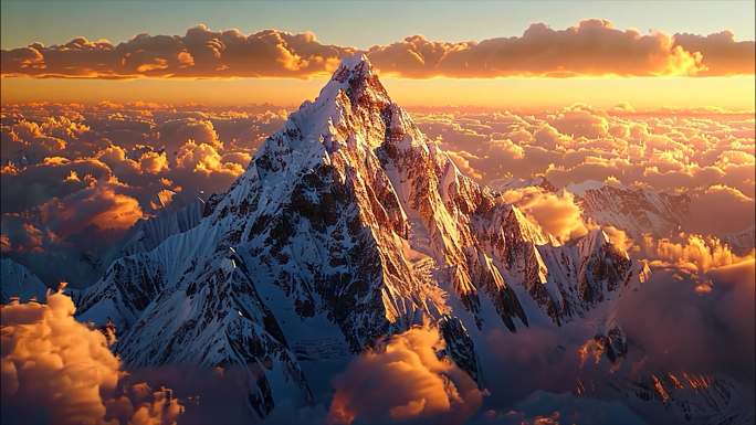 唯美雪山延时日照金山日出云海风景风光ai