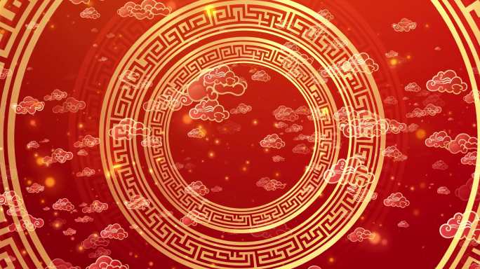 6k红色中国风祥云花纹舞台背景3