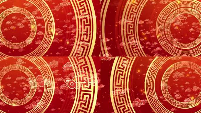 6k红色中国风祥云花纹舞台背景3