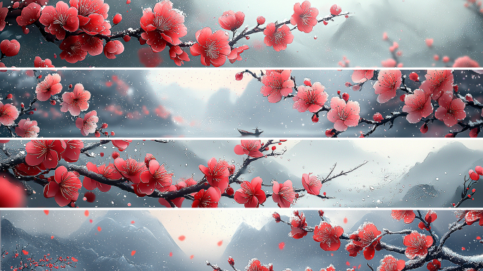 梅花冬日梅花雪中梅花踏雪寻梅舞台背景