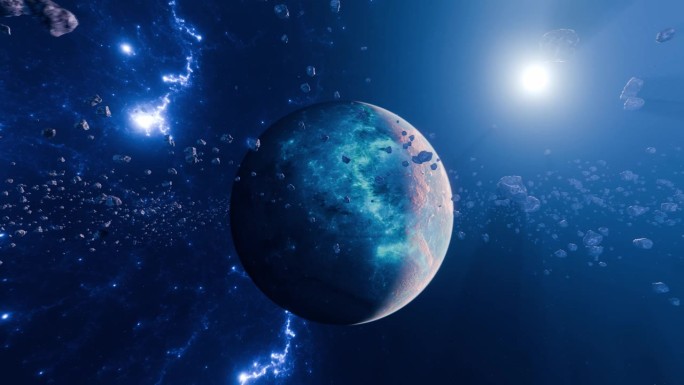 小行星和外太空的一颗行星