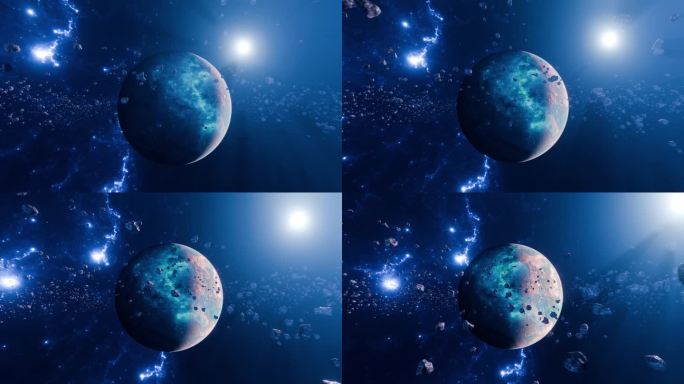 小行星和外太空的一颗行星