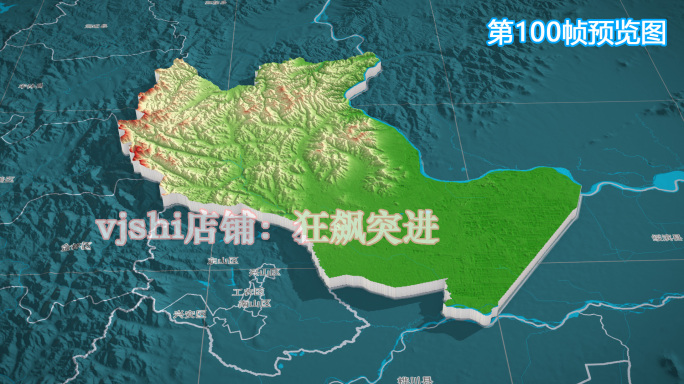 萝北县地图三维立体地形山脉河流暗色写实