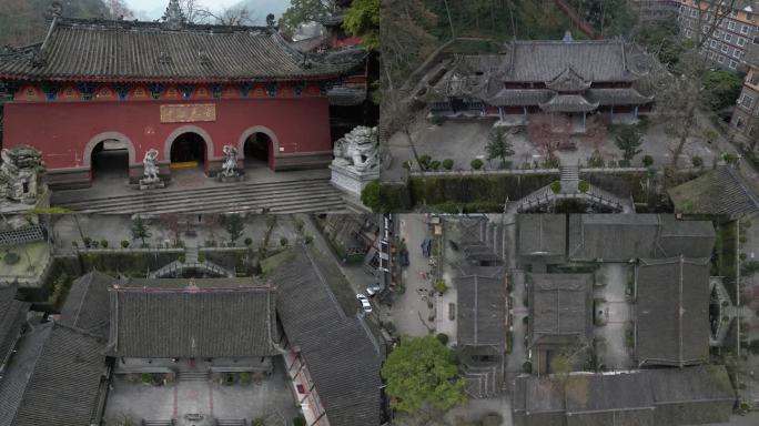 成都都江堰青城后山泰安古镇泰安古寺航拍