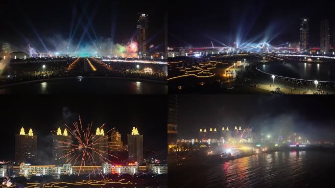 4K大连星海广场2025元旦跨年灯光秀