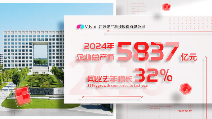 红色明亮图文数据展示