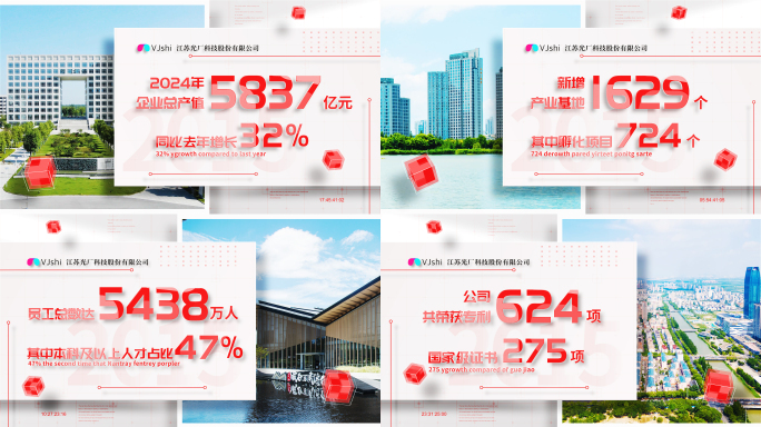 红色明亮图文数据展示