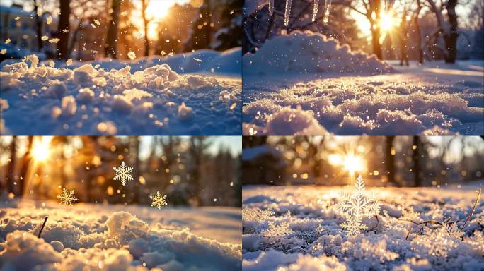 冬天雪景唯美雪花飘落ai素材