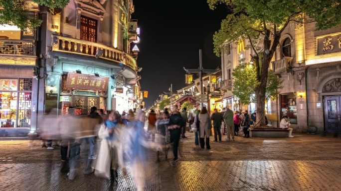 杭州吴山南宋御街河坊街夜经济夜景延时