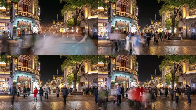 杭州吴山南宋御街河坊街夜经济夜景延时