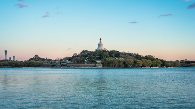 北京北海公园白塔延时素材