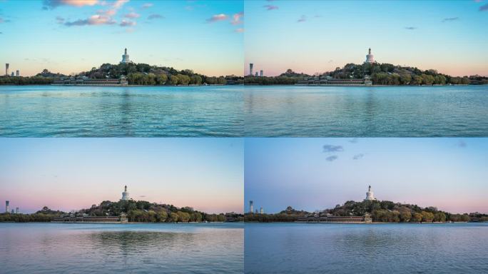 北京北海公园白塔延时素材