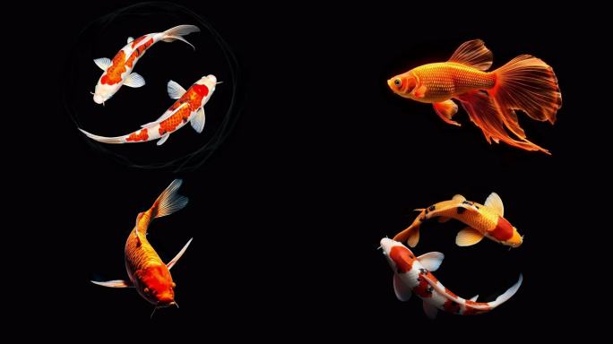 原创梦幻水族海洋太极鱼锦鲤斗鱼LED背景