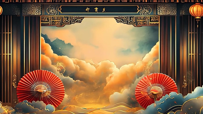 国潮民族风背景 戏曲背景 LED舞台背景