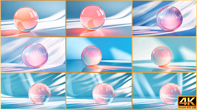 玻璃球光影效果 色彩折射透明材质视觉艺术