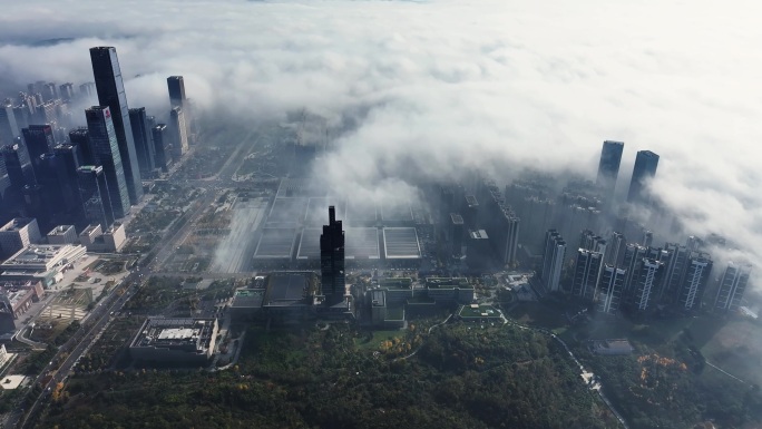 贵阳金融城4K航拍 云海云雾 夜景 大气