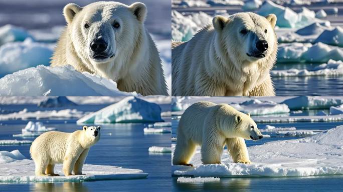 4K濒危动物北极北极熊生活合集