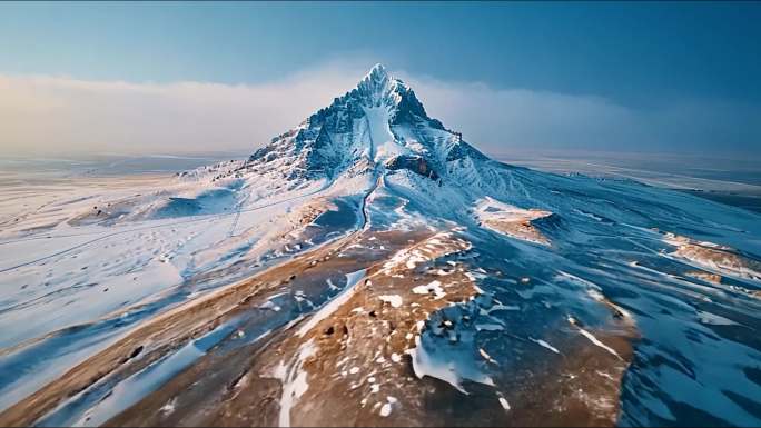 唯美雪山航拍延时日照金山日出云海风景风光