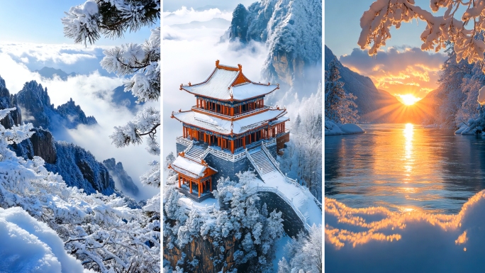 唯美雪景空镜冬天梅花雾凇小寒大寒竖屏竖版