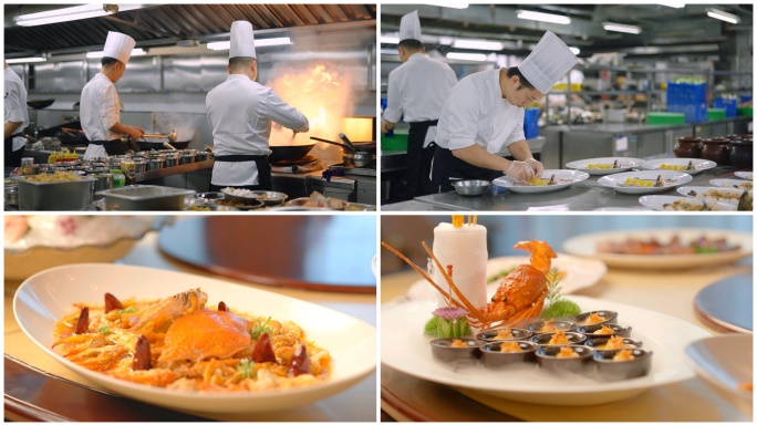 厨师炒菜美食制作星级酒店后厨菜品宴席